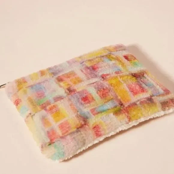 Anthropologie Blake Sherpa Geometric Zip Clutch Pouch Handbag NEW - Picture 3 of 7